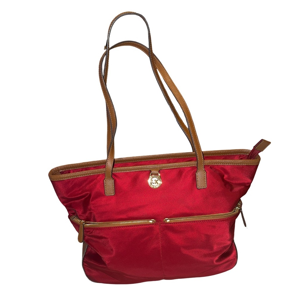 Michael Kors Kempton Large Pocket Nylon Tote Cherry